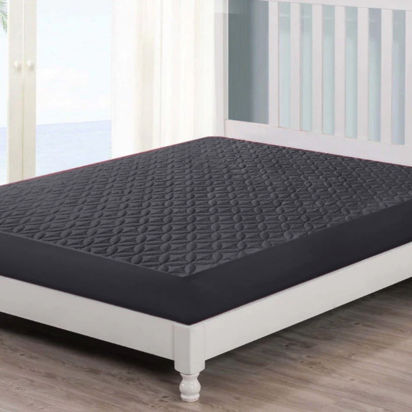 Grey Quilted Mattress Protector - king