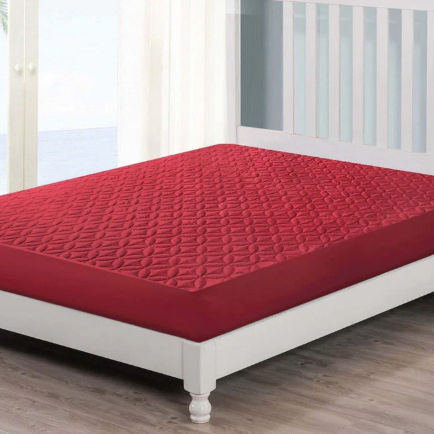 Maroon Quilted Mattress Protector - king