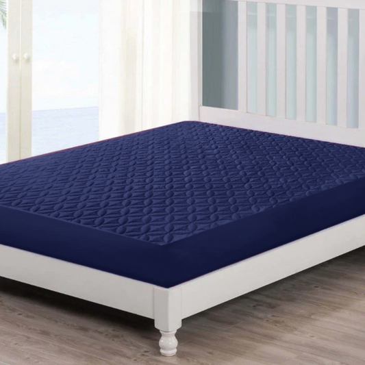 Blue Quilted Mattress Protector - king