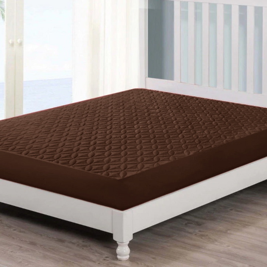 Brown Quilted Mattress Protector - king