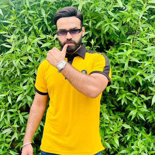 Mustard (Black Shoulder)  Polo Shirt