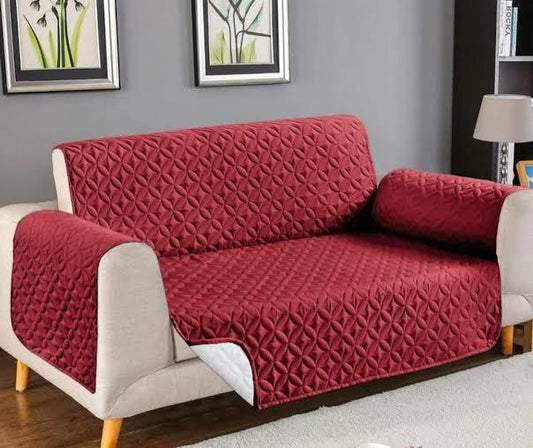 Maroon Quilted Sofa Cover