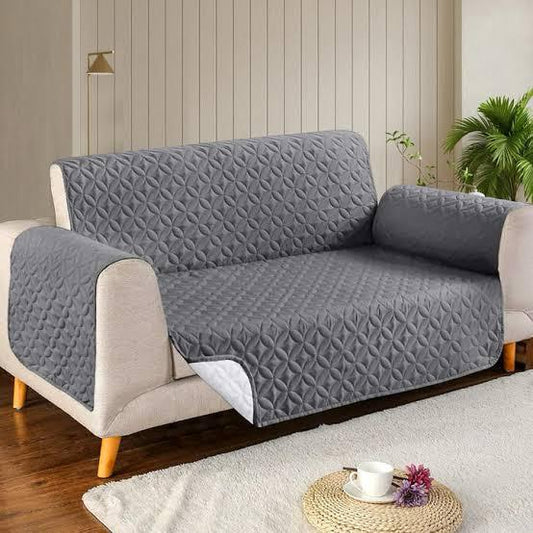 Grey Quilted Sofa Cover