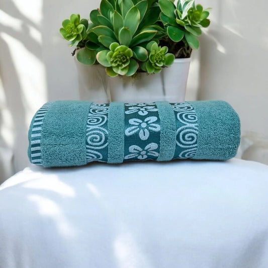 Flower Fancy Soft Towel - Sea Green