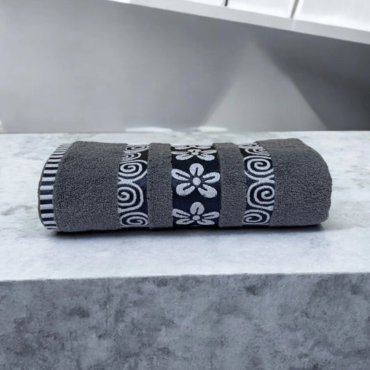 Flower Fancy Soft Towel - Grey